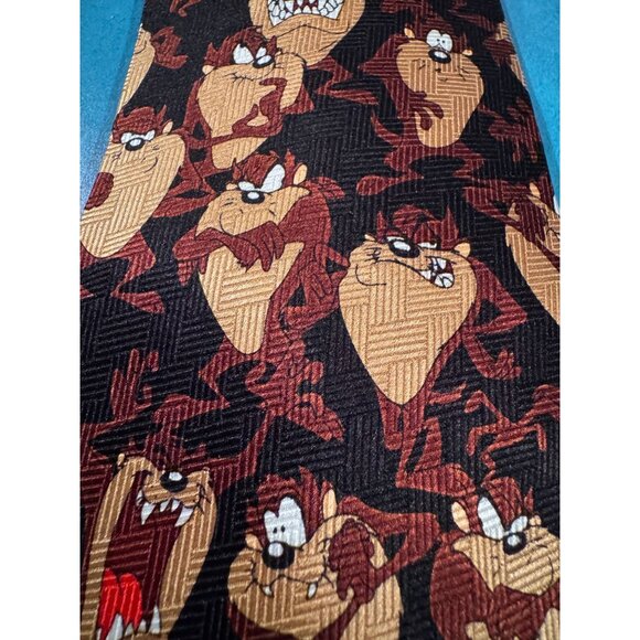 Lot of 2 Vintage Looney Tunes Taz Silk Neckties – Tasmanian Devil Cartoon‎ Print - Picture 7 of 13